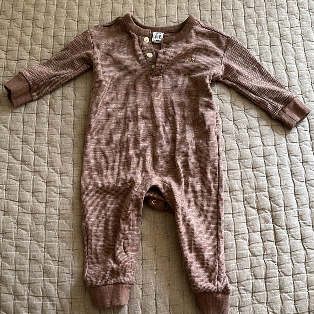 GAP Brown Footies One Piece Cozy Knit Design